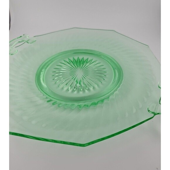 Uranium Glass - Imperial Twisted Optic Cake Plate 11in diameter - Picture 9 of 14